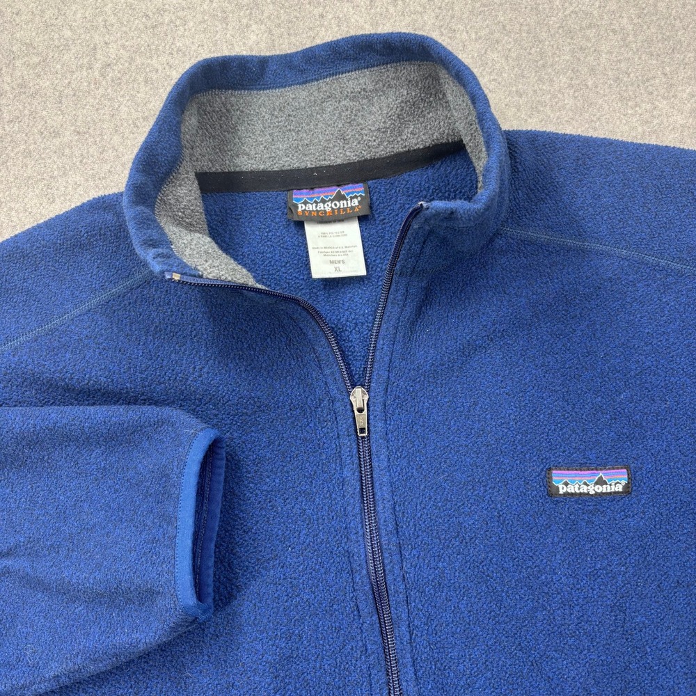 Vintage Y2K Patagonia Synchilla Marsupial Fleece Jacket Men XL Blue 1/4 Zip 2000